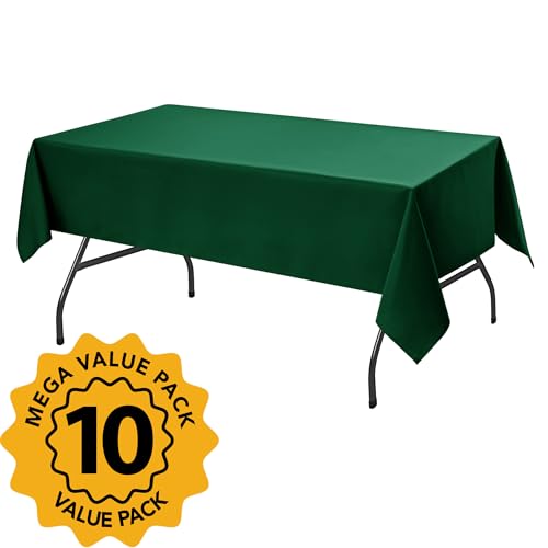 DailySet 10-Pack Hunter Green 60 x 84 in Tablecloths for Rectangle Tables - Multi-Pack