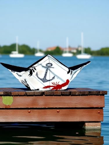 Microwavable Cotton Bowl Cozy - Nautical Lobster and Anchor Print