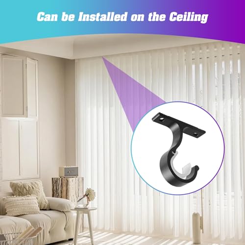 Heavy Duty Ceiling or Wall Mount Curtain Rod Brackets for 1 Inch Rods