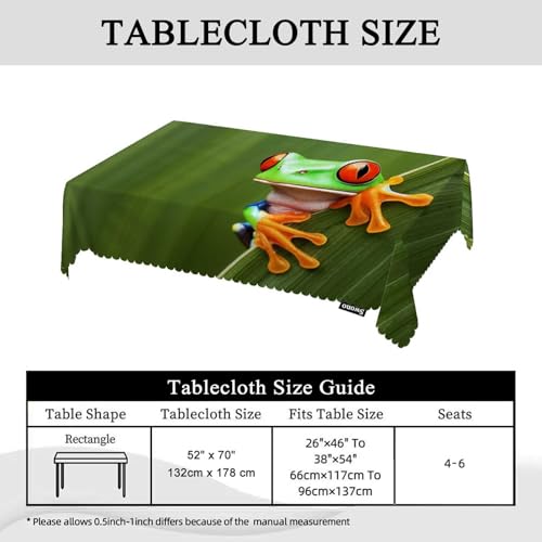 Swono 52x70 Inch Tree Frog Tablecloth Tropical Leaves Animal Design Waterproof Polyester
