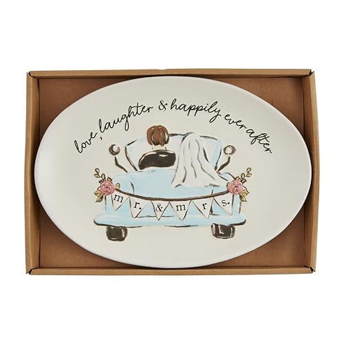 Wedding Sentiment Stoneware Serving Plate, 7" x 10" Keepsake Dish
