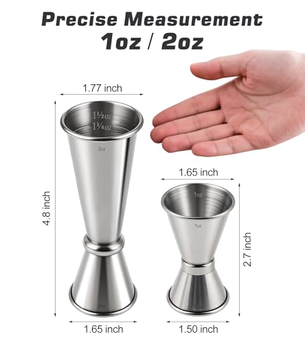 2-Pack Stainless Steel Japanese Style Cocktail Jiggers – Dual Measuring Cups