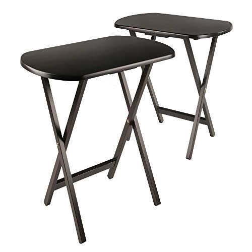 2-Piece Oversized Foldable Snack Table Set - Portable Wood TV Tables