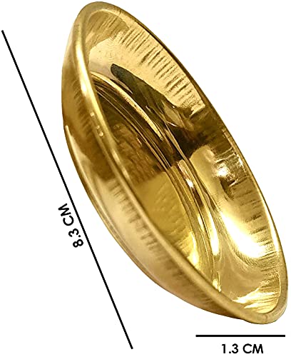 Set of 4 Pure Brass Puja Bhog Thali Plates - 8.3cm Ritual Offering Dishes