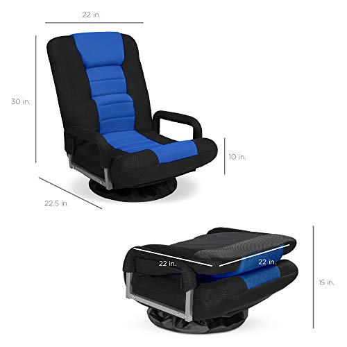 360-Degree Swivel Floor Gaming Chair with Adjustable Backrest and Armrests