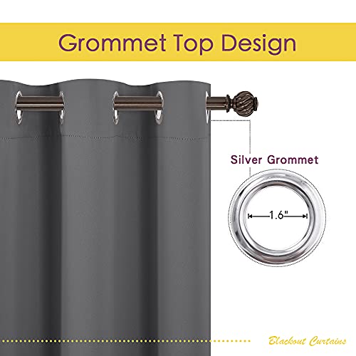 Thermal Short Blackout Curtains - Grey Grommet Window Panels, 42x45" (Set of 2)