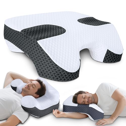 Side Sleeper Pillow with Arm Holes - 2 in 1 Memory Foam for Pain Relief