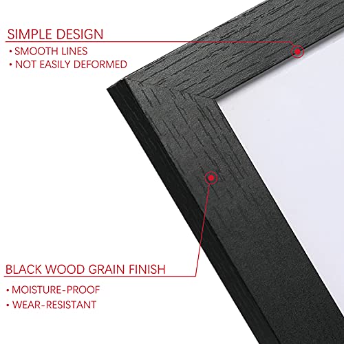 11x14 Black Woodgrain Picture Frame Set of 6, Wall & Tabletop Display