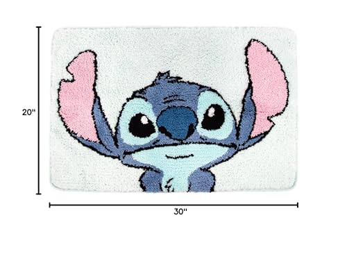 Stitch Floral Fun Tufted Bath Rug - Soft Non-Slip Kids Bathroom Mat 20x30