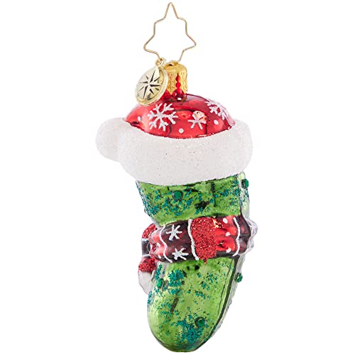 Christopher Radko Hand-Crafted European Glass Christmas Tree Ornament - Chilly Christmas Pickle Gem
