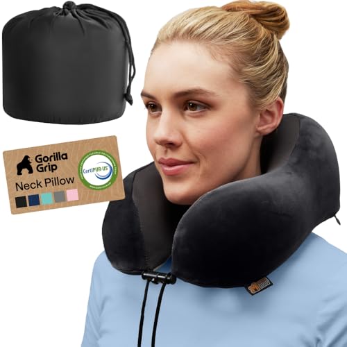 Ergonomic Memory Foam Travel Neck Pillow with Washable Cover