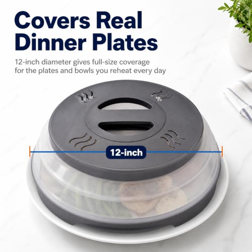HOVER COVER Magnetic 12-Inch Collapsible Microwave Food Cover - Gray, Full Size