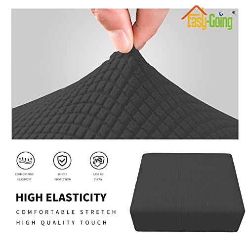 Stretch Square Ottoman Cover Dark Grey - Elastic Footstool Slipcover