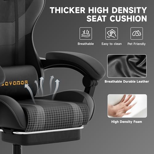 Ergonomic Gaming Chair with Footrest, Adjustable Reclining Office Chair