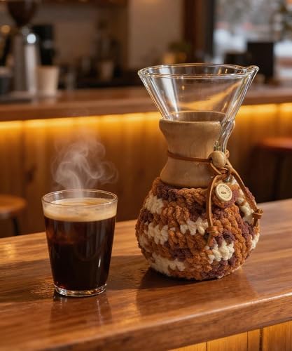 Handmade Crochet Pour Over Coffee Carafe Sleeve - Thermal Insulation Cozy