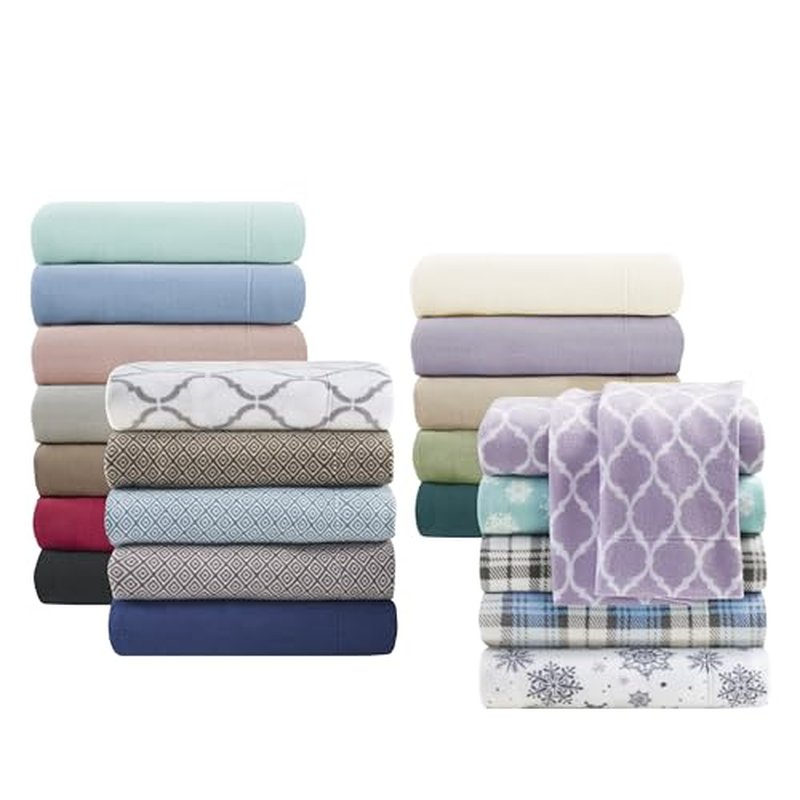 True North by Sleep Philosophy Micro Fleece Bed Sheet Set, Warm, Sheets with 14" Deep Pocket, for Cold Season Cozy Sheet-Set, Matching Pillow Case, Twin XL, Blue, 3 Piece