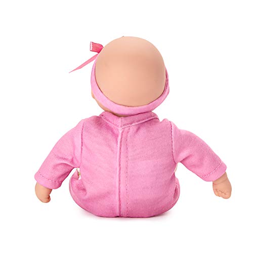 8-Inch Soft Body Baby Doll in Pink Striped Sleeper for Toddlers
