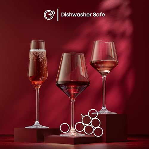 JoyJolt Layla Collection Champagne Glasses Set of 4 - Elegant Crystal Stemmed Flutes for Prosecco & Mimosas