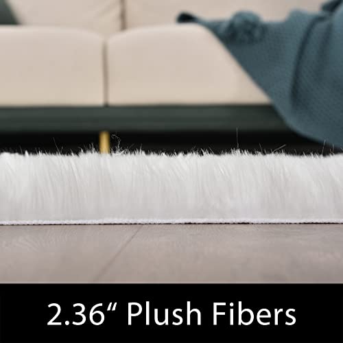 2x3 Faux Fur Sheepskin Area Rug, Washable Fluffy Rug for Bedroom Decor