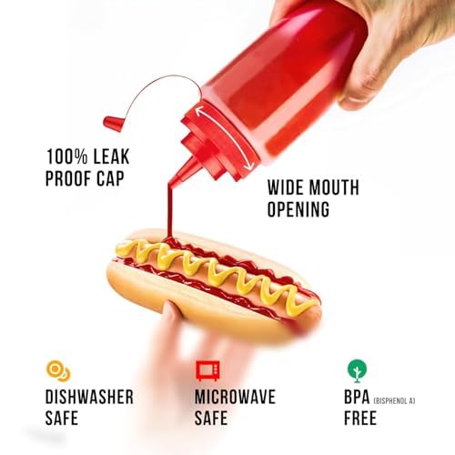 12 oz Leak-Proof Condiment Squeeze Bottles for Sauces & Oil - 3 Pack