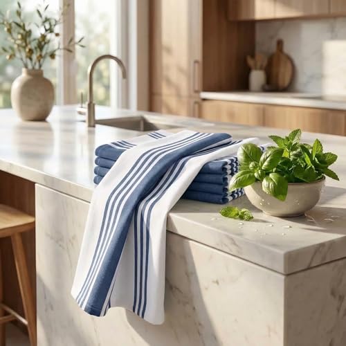 100% Cotton Kitchen Towels 20x30 Inch - Absorbent Dish Towels (Set of 6)