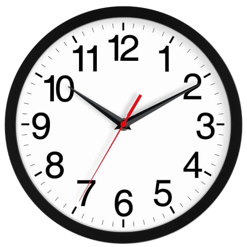 10-Inch Silent Wall Clock - Non-Ticking Battery Operated Analog Clock