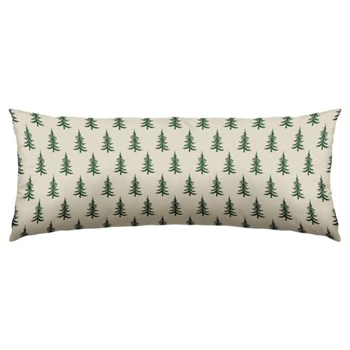 Aytipun 14x36 Green Cream Christmas Pillow Cover - Tree Print, Pack of 1