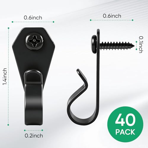 40 Pack Stainless Steel String Light Hooks - Durable Outdoor Screw Clips