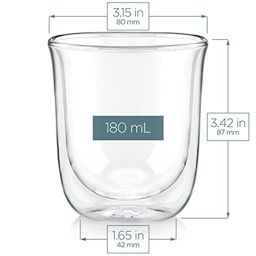 Double-Walled Insulated Glass Cups - 6 oz Borosilicate Set of Two