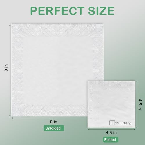 Kouorao White Disposable Cocktail Napkins 600 Count, 2-Ply 4.5x4.5 Inch Bulk for Weddings & Parties