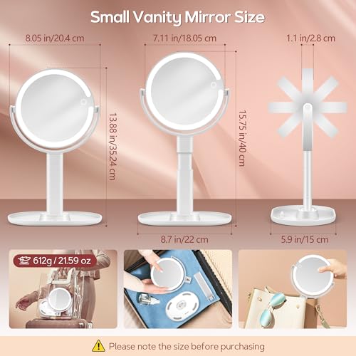 B Beauty Planet Makeup Mirror, Double-Sided Lighted Magnifying Mirror