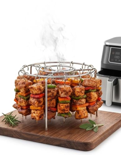 Stainless Steel Air Fryer Skewer Rack with 24 Skewers for 4-8 Quart Air Fryers