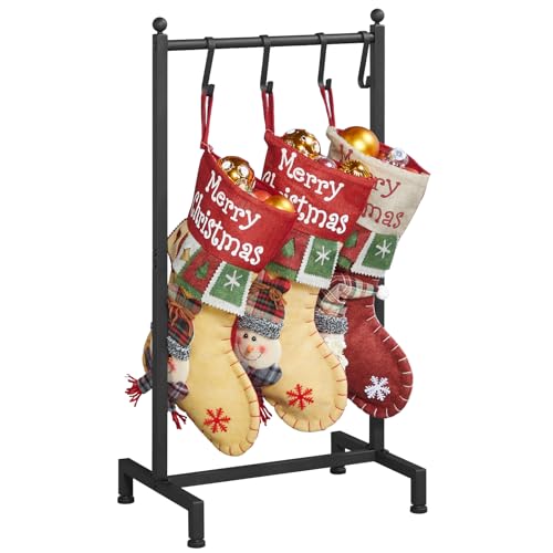 Free Standing Christmas Stocking Holder Stand with 4 Hooks, Heavy Duty Metal