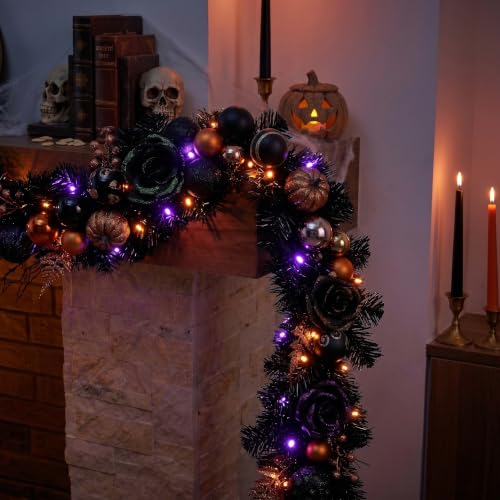 Valery Madelyn 6ft Halloween Pumpkin Garland with Lights - Fall Decor