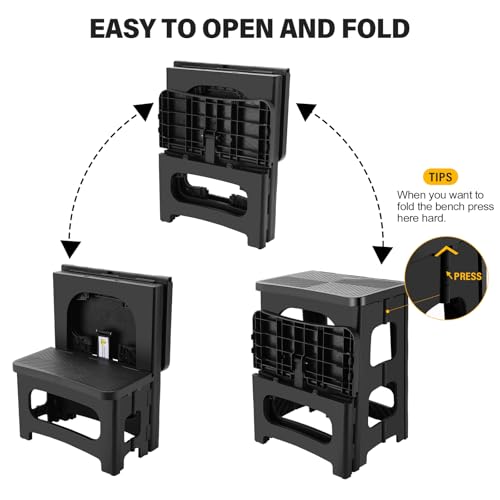 2-Step Folding Stool for Adults, Portable Non-Slip Collapsible Footstool