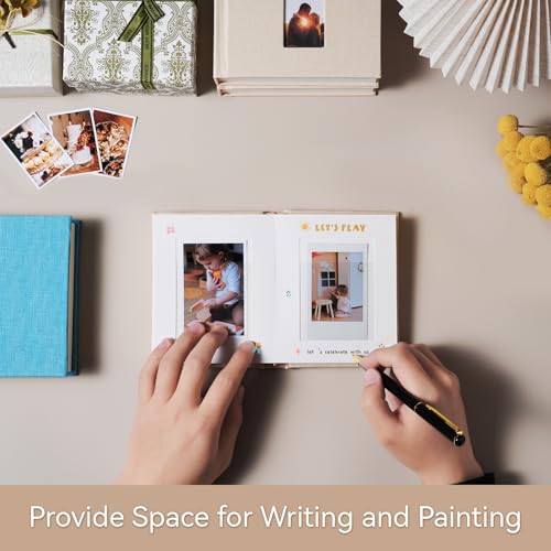 Mini Photo Album for 2x3 Inch Film with Memo Writing Space, Linen Cover