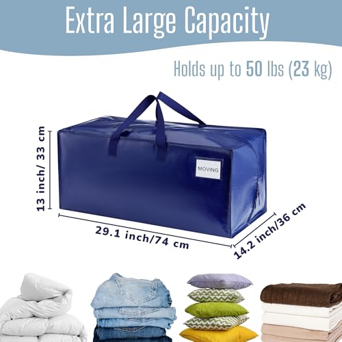 Extra Large Heavy Duty Moving Bags with Backpack Straps and Zippers