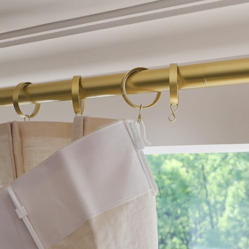 1.5-Inch Gold Curtain Rings with Eyelets - 12 Pack Metal Drapery Hooks