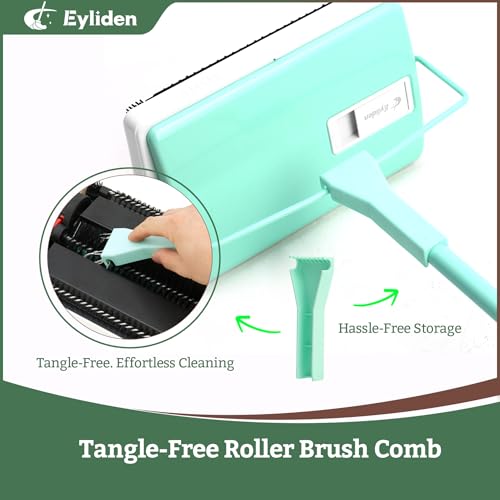 Manual Carpet Sweeper for Rugs & Floors with Extra Refill Brush, Mint