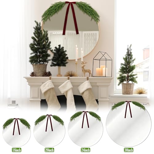 31.5-inch Artificial Norfolk Pine Christmas Swag with Velvet Bow