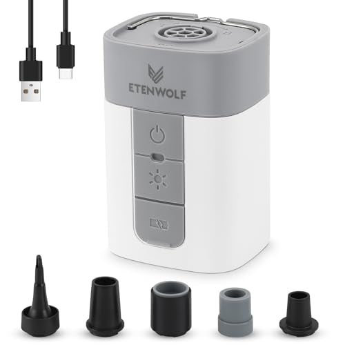 Portable Electric Air Pump for Inflatables with Camping Light & Power Bank