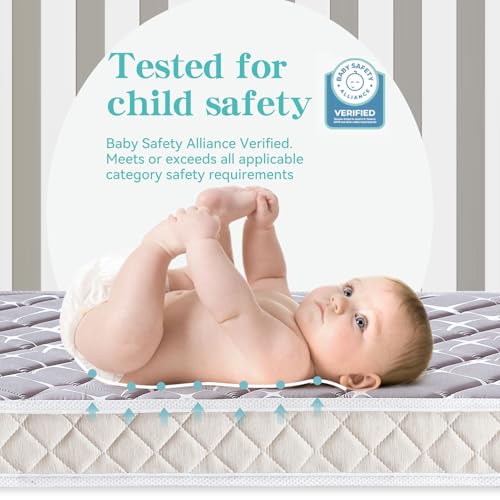Hypoallergenic Baby Crib & Toddler Mattress - 52" x 27.6" x 5" Breathable Foam