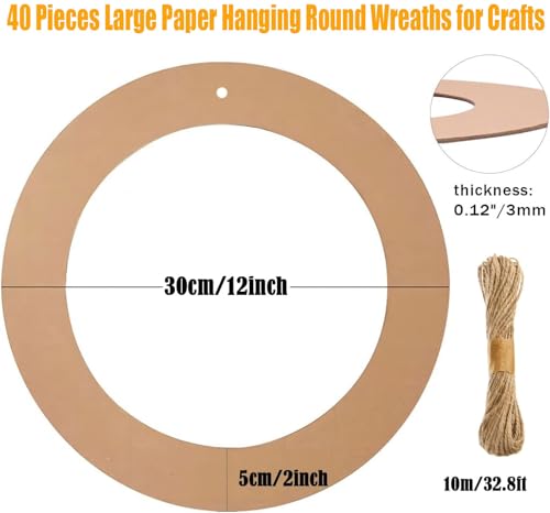 40-Piece 12-Inch Cardboard Wreath Rings for DIY Crafts and Hanging Decor