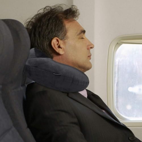 Inflatable Travel Pillow - Soft Velvet Neck Support for Adults