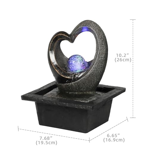 Tabletop LED Water Fountain - Indoor Meditation Waterfall for Home & Office