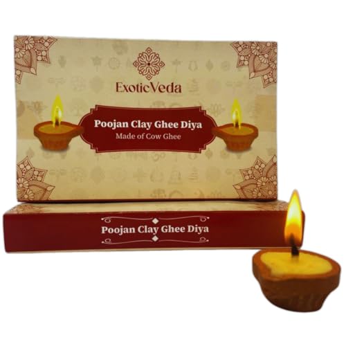 Handcrafted Clay Ghee Diya Set of 15 - Eco-Friendly Puja Lamps with Ghee Wicks