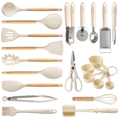 CAROTE 22pcs Silicone Cooking Utensils Set, 446¡ÆF Heat Resistant Kitchen Utensils Gadgets Set, Spatula, Turner, Whisk, Tongs
