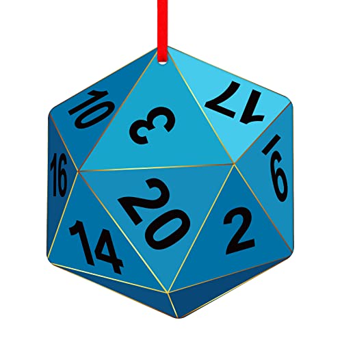 D4DREAM Funny Christmas Ornament C - 3" Acrylic D20 Dice for Tree Decor, Gamer Gift