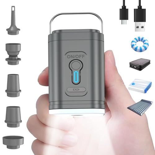 Portable 3-in-1 Air Mattress Pump with LED Light & 2400mAh Battery