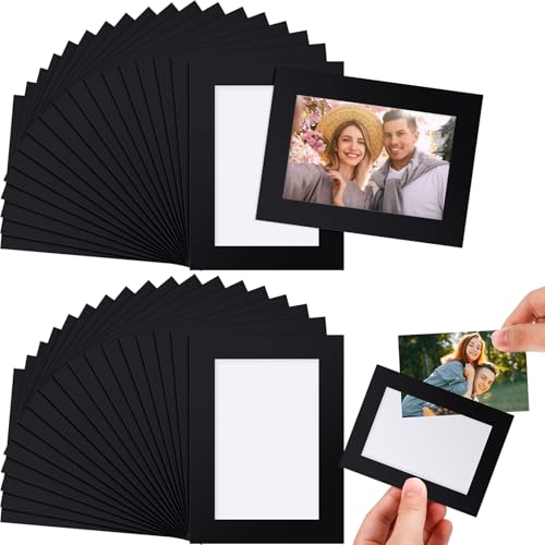 Soaoo 100 Pcs Black Magnetic Wallet Size Picture Frames for Fridge